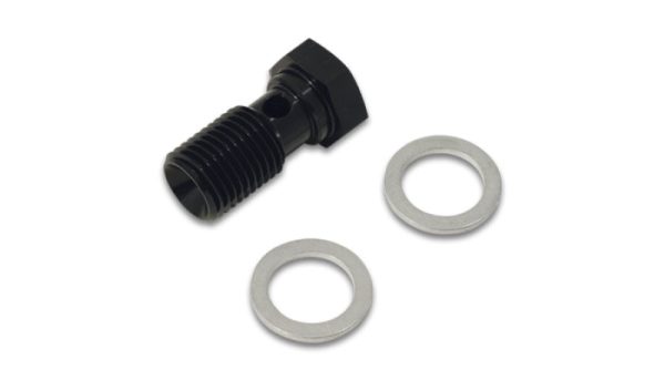 Vibrant Aluminum Banjo Bolt w  2 Washers (M12x1.5 20mm LG) - Anodized Black Sale